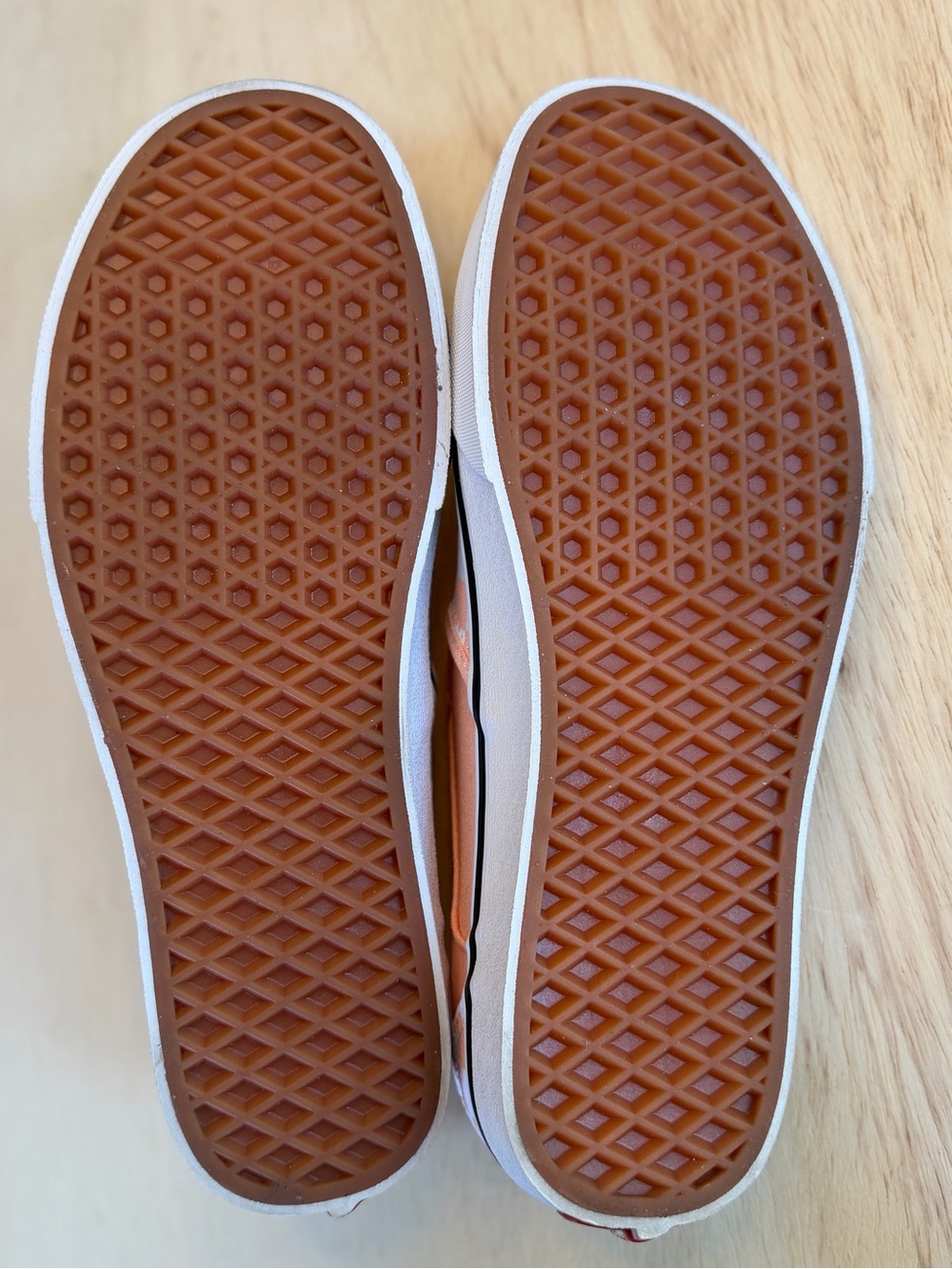 NWOT VANS Peach & White Checker Slip-On Sneakers - Picture 6 of 8